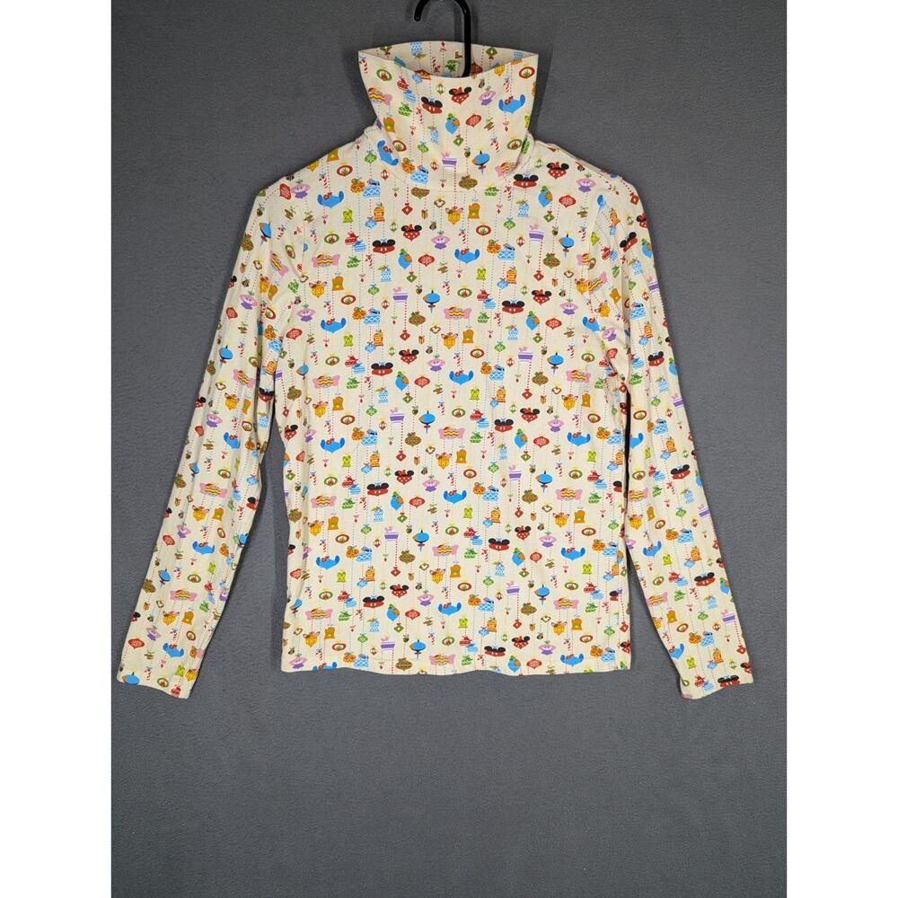 Disney Parks Holiday Turtleneck Mickey & Friends Christmas Ornament Print Sz SM